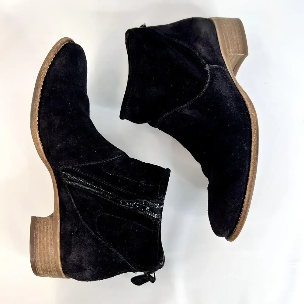 Paul Green Logan Bootie US 5.5 UK 3 Black Suede Leather Ankle Boot Zip Back